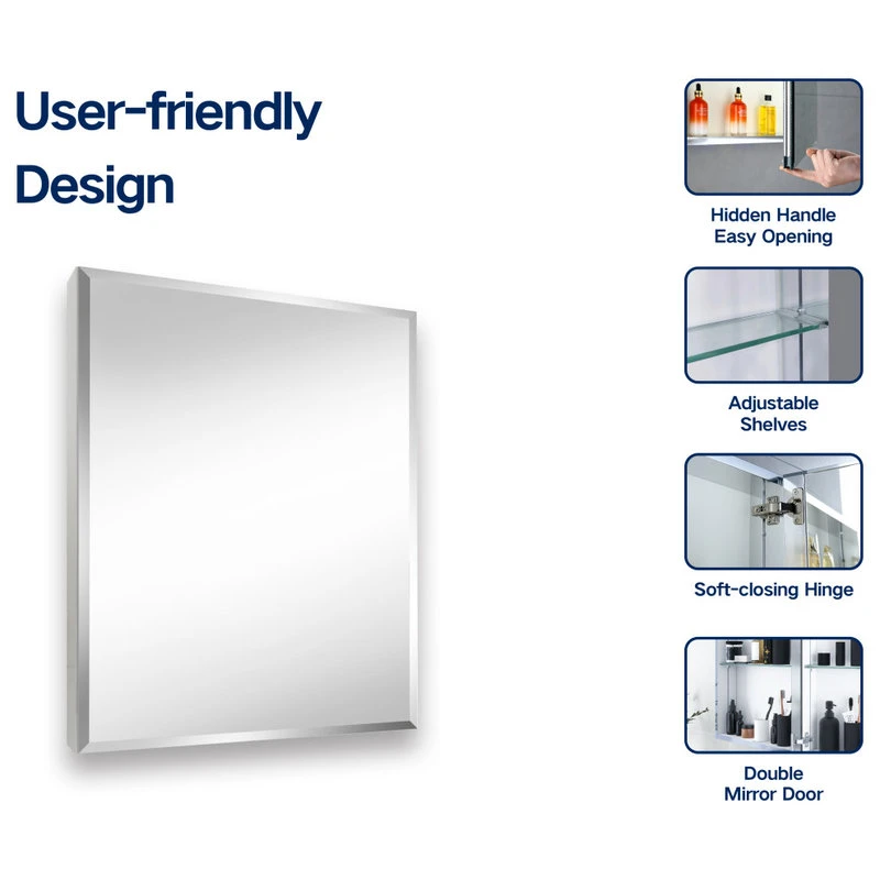 Modland Aurora Recessed Or Surface Mount Frameless Medicine Cabinet,24x30Inch 10 Modland Aurora Recessed Or Surface Mount Frameless Medicine Cabinet,24x30Inch - Image 8