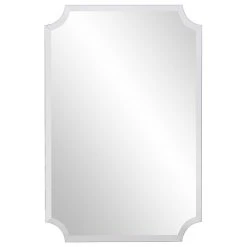 HomeRoots Furniture HomeRoots Minimalist Rectangle Mirror With Beveled Edge And Scalloped Corners