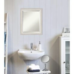 Amanti Art Trio White Wash Silver Beveled Bathroom Wall Mirror - 20.5 X 24.5 In. -Laural Home Shop 83f15c060ec6c412 6848 w800 h800 b0 p0