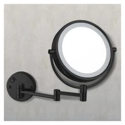 Nameeks Matte Black Double Face LED 7x Magnifying Mirror, Hardwired -Laural Home Shop 84d196c10d766db2 0881 w800 h800 b0 p0