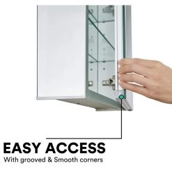 Fine Fixtures Bathroom Medicine Cabinet, Aluminum, Recessed/Surface Mount, 20"x40" -Laural Home Shop 8521c99b0e593155 3571 w800 h800 b1 p0