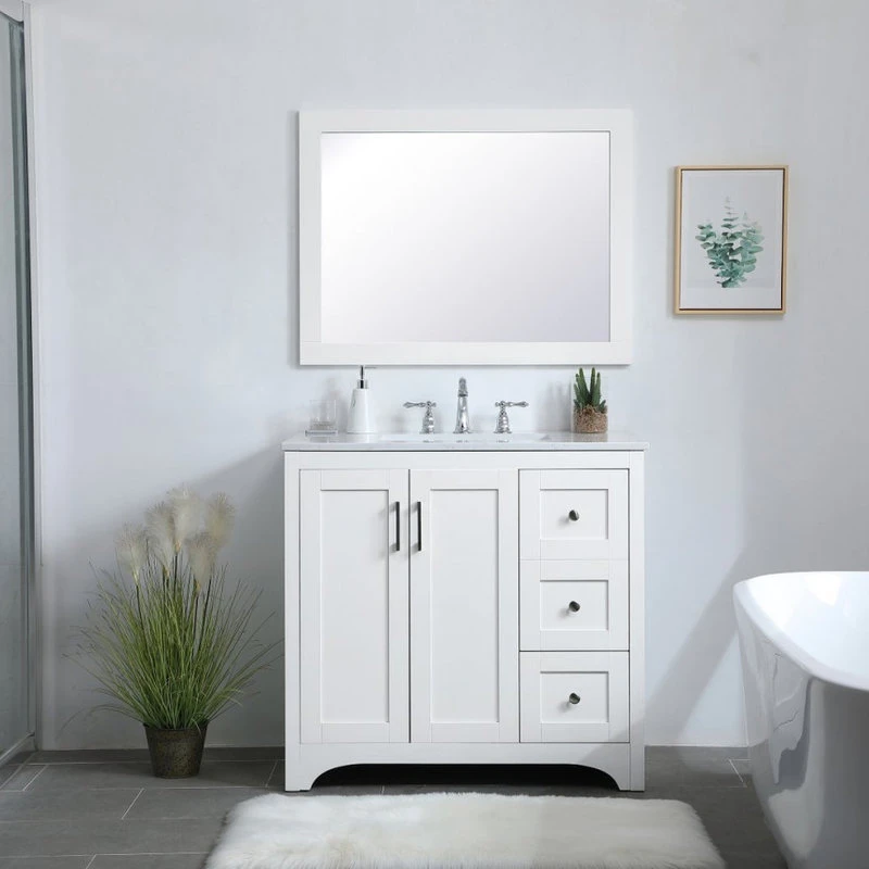 Elegant Furniture & Lighting Anderson Rectangle Vanity Mirror 27", White 6 Elegant Furniture & Lighting Anderson Rectangle Vanity Mirror 27", White - Image 4