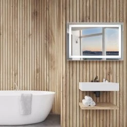 WarmlyYours Radiant LED Backlit Mirror Audrey, Rectangle 36" X 24" -Laural Home Shop 86016fdf0eb980f8 2286 w800 h800 b0 p0