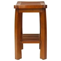 Oceanstar Design Solid Wood Spa Shower Bench With Storage Shelf, Teak Color Finish -Laural Home Shop 860179df0a70e95c 4903 w800 h800 b1 p0