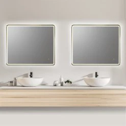 Altair Viaggi Rectangle Framed Bathroom/Vanity LED Wall Mirror, Brushed Gold, 36" -Laural Home Shop 8631b952028610fe 8074 w800 h800 b0 p0