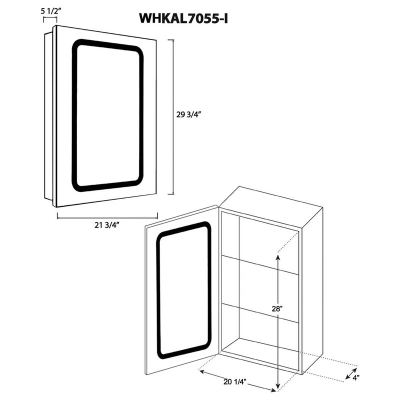 Whitehaus Collection Whitehaus WHKAL7055-I Recessed Single Door Cabinet With Adjustable Shelves 4 Whitehaus Collection Whitehaus WHKAL7055-I Recessed Single Door Cabinet With Adjustable Shelves - Image 2