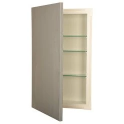 Timber Tree Cabinets Dolphin Slab Panel Frameless Recessed Medicine Cabinet With LED Light - 14 X 30,