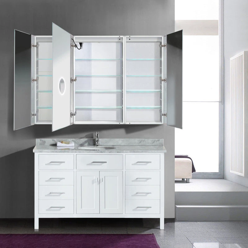 Krugg Reflections USA 66x42 Recessed/Surface Mount Medicine Cabinet 12 Shelves, LED, Left-Left-Right H 5 Krugg Reflections USA 66x42 Recessed/Surface Mount Medicine Cabinet 12 Shelves, LED, Left-Left-Right H - Image 3