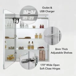 Blossom Kitchen & Bath Supply LED Mirror Medicine Cabinet With Defogger, Dimmer And Outlets, 24" Left 17 Blossom Kitchen & Bath Supply LED Mirror Medicine Cabinet With Defogger, Dimmer And Outlets, 24" Left -Laural Home Shop 87e1d119010e8e6f 5225 w800 h800 b0 p0