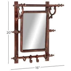 Brimfield & May Copper Bathroom Wall Rack With Hooks And Rectangular Mirror, 15"x20" -Laural Home Shop 87f179730ee14169 2083 w800 h800 b1 p0