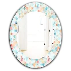 Designart Pastel Dreams 5 Modern Frameless Oval Or Round Wall Mirror, 24x36