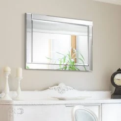 Empire Art Direct Beveled Rectangle Wall Mirror, Solid Wood Frame With 1"-Beveled Center, 36"x24" -Laural Home Shop 88311f860087adba 7690 w800 h800 b0 p0