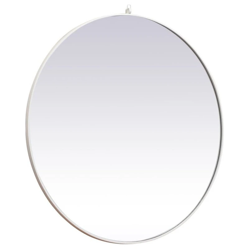 Elegant Furniture & Lighting Elegant Decor Eternity 45" Round Mid Century Metal Frame Hooked Mirror In White 5 Elegant Furniture & Lighting Elegant Decor Eternity 45" Round Mid Century Metal Frame Hooked Mirror In White - Image 3