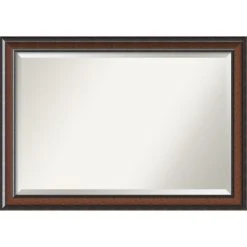 Amanti Art Cyprus Walnut Beveled Wood Bathroom Wall Mirror - 40.75 X 28.75 In.