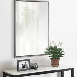 Uniek Evans Framed Floating Wall Mirror, Silver 24x36 -Laural Home Shop 89519f9e0fb410f0 4862 w800 h800 b0 p0