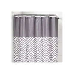 Extra Long Shower Curtain 72"x78" Sealskin Angoli Gray And White Fabric -Laural Home Shop 89d18d9d081cc24b 0346 w800 h800 b0 p0