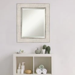 Amanti Art Trellis Silver Beveled Wood Bathroom Wall Mirror - 22 X 26 In. -Laural Home Shop 89f172b3034463f3 6830 w800 h800 b0 p0