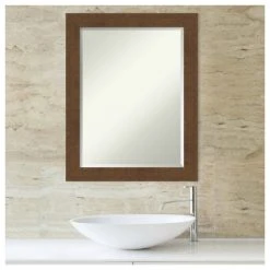 Amanti Art Carlisle Brown Beveled Wood Bathroom Wall Mirror - 22 X 28 In. -Laural Home Shop 8a818dee0fcfd29d 6128 w800 h800 b1 p0