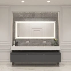 AQUADOM Daytona LED Lighted Bathroom Fog Free Dimmable Mirror 48"x30"x1" -Laural Home Shop 8aa1232600b3d9df 6901 w800 h800 b0 p0