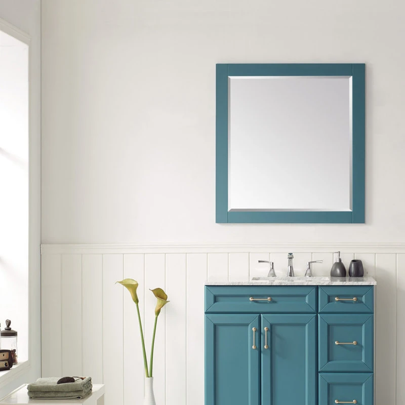 Vinnova Florence Rectangular Bathroom/Vanity Framed Wall Mirror, Royal Green, 36" 5 Vinnova Florence Rectangular Bathroom/Vanity Framed Wall Mirror, Royal Green, 36" - Image 3