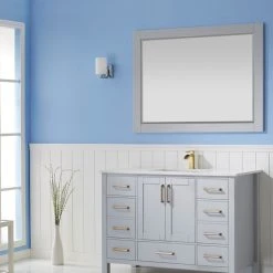 Vinnova Grayson 48" Rectangular Bathroom/Vanity Framed Wall Mirror, Paris Gray -Laural Home Shop 8bf147f2009c471a 5553 w800 h800 b0 p0