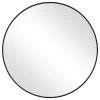 Vhomes Lights Contemporary 24" Round Vanity Bathroom Wall Mirror, Satin Black