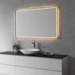 Altair Viaggi Rectangle Framed Bathroom/Vanity LED Wall Mirror, Brushed Gold, 48" -Laural Home Shop 8c81cb32028610e3 8083 w800 h800 b0 p0