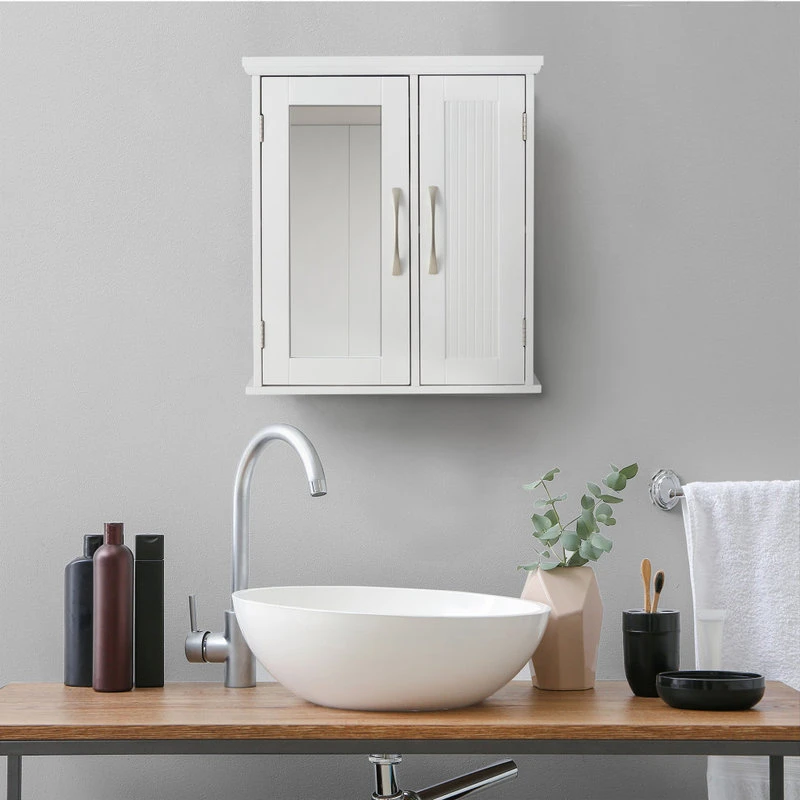 Versanora Wooden Bathroom Medicine Cabinet Mirror White 5 Versanora Wooden Bathroom Medicine Cabinet Mirror White - Image 3
