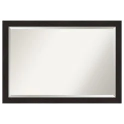Amanti Art Furniture Espresso Narrow Beveled Bathroom Wall Mirror - 39.5 X 27.5 In.