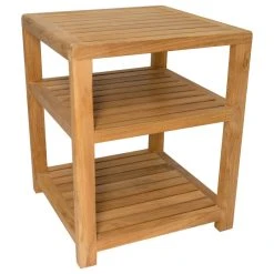 Nordic Style Natural Teak Spa/Bathroom Storage Bench – 14″