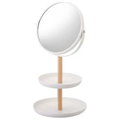 Yamazaki Home Jewelry Organizer With Mirror, Steel And Wood, Holds 8.8 Lbs