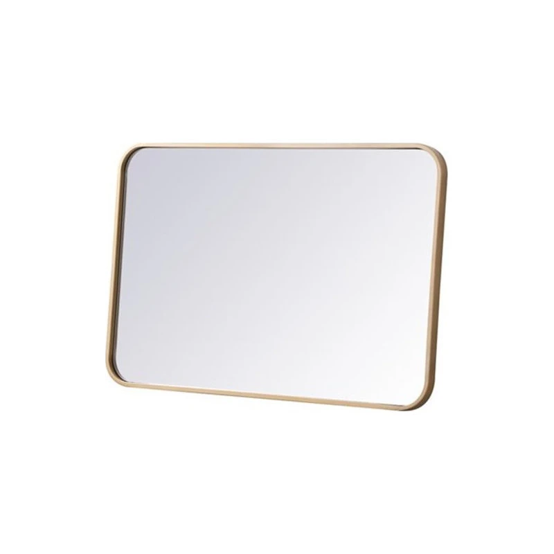 Elegant Furniture & Lighting Elegant Decor Evermore 20x30" Soft Corner Metal Rectangular Mirror In Brass 7 Elegant Furniture & Lighting Elegant Decor Evermore 20x30" Soft Corner Metal Rectangular Mirror In Brass - Image 5