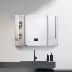 Modland Frameless Aluminum Medicine Cabinet Adjustable Shelves,36x26Inch -Laural Home Shop 8f11bdd803283016 0888 w800 h800 b0 p0