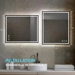 Blossom Kitchen & Bath Supply Fogless, Dimmable, Color Temperature Adjustable LED Mirror, Matte Black, 30x36 -Laural Home Shop 8f211c87012fa1c2 7274 w800 h800 b0 p0