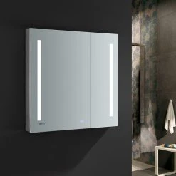 Fresca Tiempo Bathroom Medicine Cabinet With LED Lighting, 36"x36" -Laural Home Shop 8f6197100af07cb0 1165 w800 h800 b0 p0