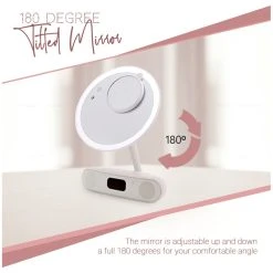 Impressions Vanity Company Melody 9-Inch Round Duotone Makeup Mirror With Bluetooth Speakers, White -Laural Home Shop 8fb1f4020409dd14 6354 w800 h800 b1 p0