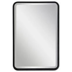 Bailey Street Home Modern Rounded Rectangle Beveled Mirror In Matte Black Curved Corners Metal