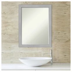 Amanti Art Vista Brushed Nickel Narrow Petite Bevel Bathroom Wall Mirror 20.5 X 26.5 In. -Laural Home Shop 8ff1642703b791cf 5912 w800 h800 b1 p0