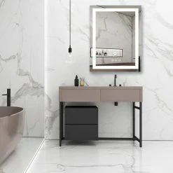 Kiva Rhyme LED Backlit Mirror With Anti-Fog Function, 28"x36"-3 Button 11 Kiva Rhyme LED Backlit Mirror With Anti-Fog Function, 28"x36"-3 Button -Laural Home Shop 9061f7dc0eb3d51d 5596 w800 h800 b0 p0