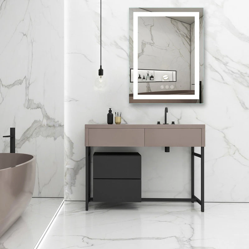 Kiva Rhyme LED Backlit Mirror With Anti-Fog Function, 28"x36"-3 Button 5 Kiva Rhyme LED Backlit Mirror With Anti-Fog Function, 28"x36"-3 Button - Image 3