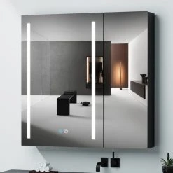 JimsMaison 30" Square Black Aluminum Surface Mount Medicine Cabinet With Mirror -Laural Home Shop 90911a660311b5d9 7358 w800 h800 b0 p0
