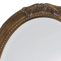 HomeRoots Furniture HomeRoots Oval Antique Gold Finish Mirror With Beaded Textured Frame -Laural Home Shop 91113ae70065c62f 6003 w800 h800 b0 p0