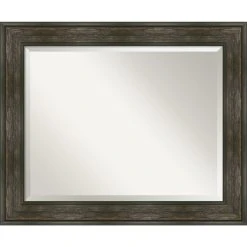 Amanti Art Rail Rustic Char Beveled Bathroom Wall Mirror - 33.75 X 27.75 In.