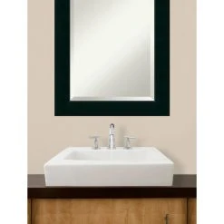 Amanti Art Corvino Black Beveled Wood Bathroom Wall Mirror - 21 X 25 In. -Laural Home Shop 92710f960c05858b 5252 w800 h800 b0 p0