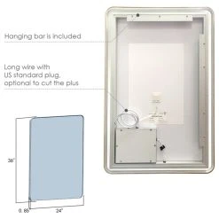 Altair Viaggi Rectangle Framed Bathroom/Vanity LED Wall Mirror, Brushed Gold, 24" -Laural Home Shop 9271643a02b352e2 8079 w800 h800 b1 p0