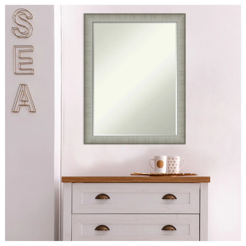 Amanti Art Elegant Brushed Pewter Narrow Petite Bevel Bathroom Wall Mirror 21 X 27 In. 9 Amanti Art Elegant Brushed Pewter Narrow Petite Bevel Bathroom Wall Mirror 21 X 27 In. - Image 7