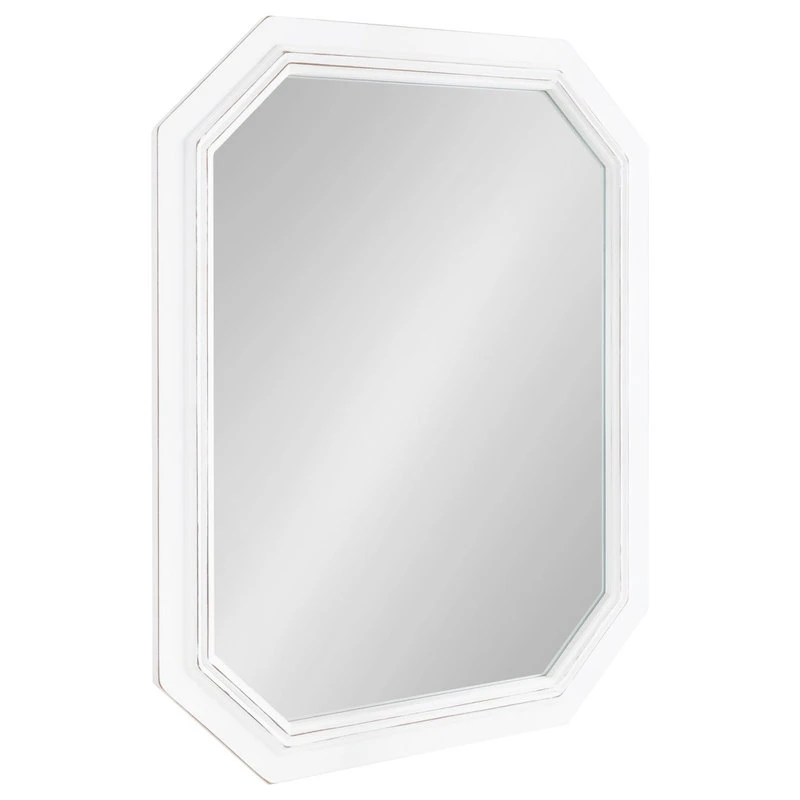 Uniek Palmer Wood Octagon Wall Mirror, White 3 Uniek Palmer Wood Octagon Wall Mirror, White
