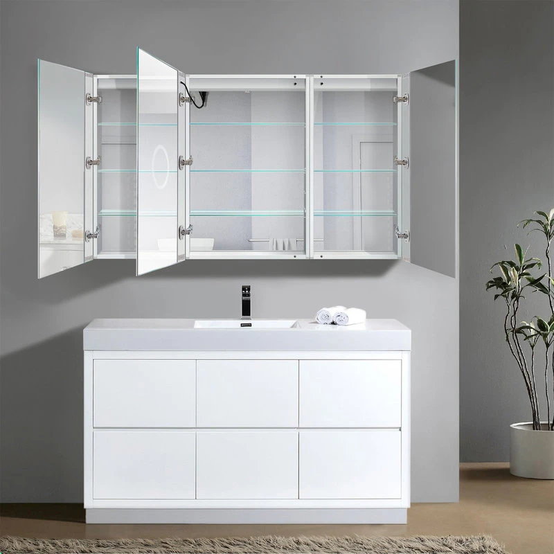 Krugg Reflections 60"x36" LED Medicine Cabinet, Dimmer/Defog, Makeup Mirror, And USB, Light Left 8 Krugg Reflections 60"x36" LED Medicine Cabinet, Dimmer/Defog, Makeup Mirror, And USB, Light Left - Image 6