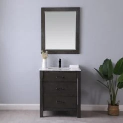Altair Maribella Rectangular Bathroom Wood Framed Wall Mirror, Black, 28" -Laural Home Shop 93410a000244a2e7 5454 w800 h800 b0 p0