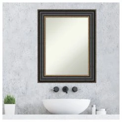 Amanti Art Thomas Black Bronze Non-Beveled Bathroom Wall Mirror - 23.75 X 29.75 In. -Laural Home Shop 9451b35802bddde9 6143 w800 h800 b1 p0